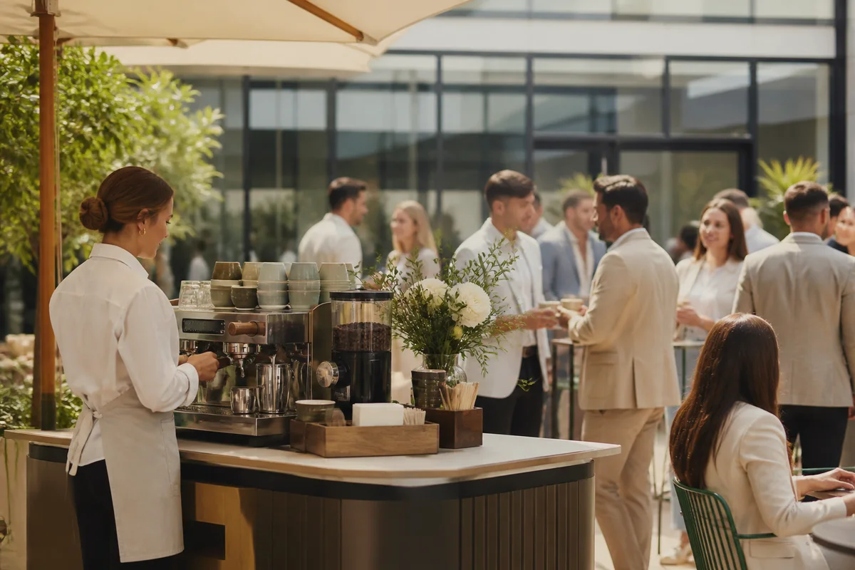 Premium mobile coffee service at a corporate gathering
